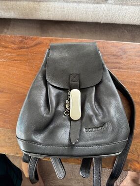 Blumarine Black Leather Backpack Bag with Decorative Charm